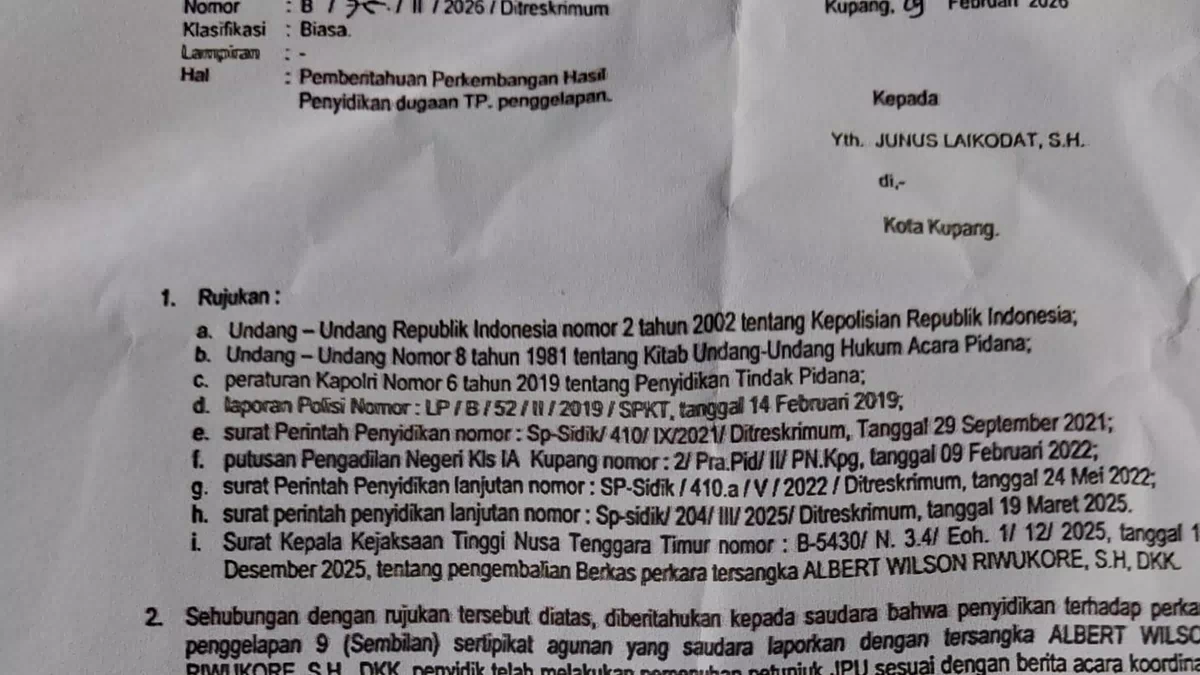 Kasus Penggelapan 9 SHM BPR Christa Jaya, Berkas Albert Riwu Kore Kembali di Meja Jaksa