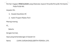 Gama Ferroh Laporkan Dugaan Pelanggaran HAM, “Penculikan”, dan Todong Senpi oleh Penyidik Polda NTT ke Kapolri dan Propam