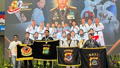 Dipimpin AKP Yance Kadiaman, Panji Turangga Polda NTT Berkibar di Kejurnas Taekwondo Kapolri Cup TNI- Polri