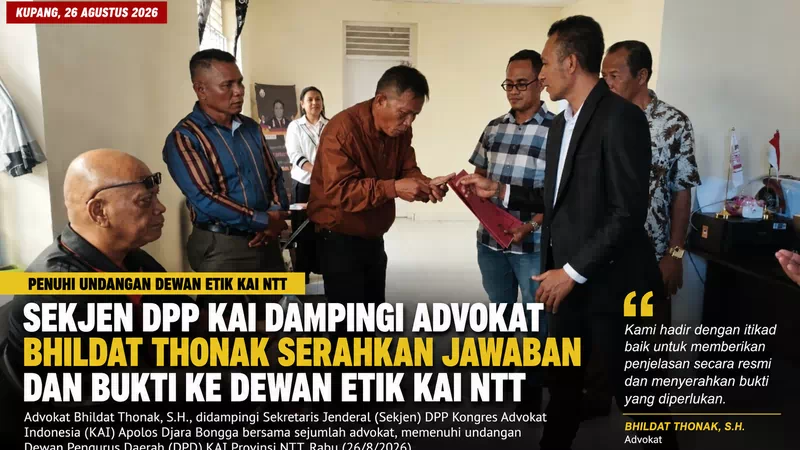 Sekjen DPP KAI Dampingi Advokat Bhildat Thonak Serahkan Jawaban dan Bukti ke Dewan Etik KAI NTT